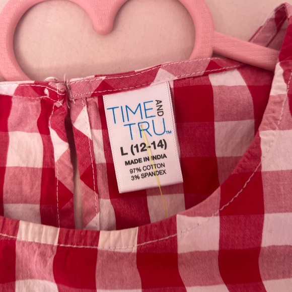 Time and Tru Red and White Checkered Top - Picture 2 of 2